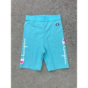 Champion Women XS Blue‎ Athletic Shorts Soft Sculpt Logo Gym Biker Athleisure